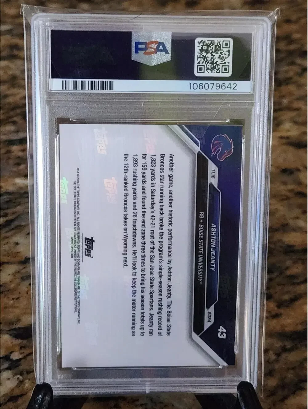 🔥 2024 Topps Bowman U Now Ashton Jeanty #43 Rookie RC PSA GEM MT 10🔥 - Picture 2 of 2